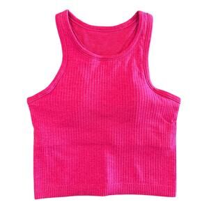 Lululemon Ribbed Cropped Tank Top Shelf Bra, Bright Pink, Women's Size 4 (est)